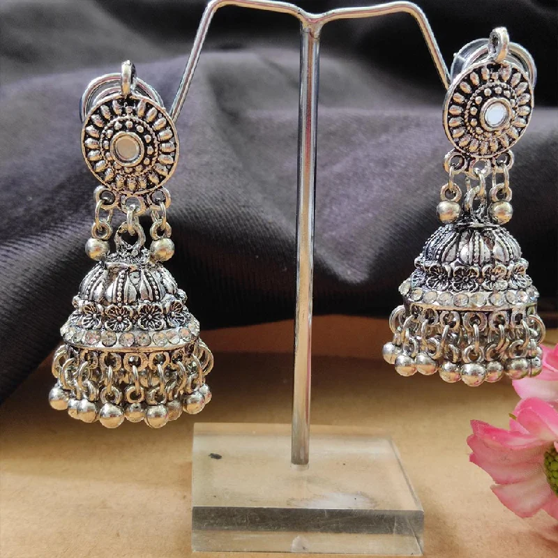 women stud earrings -Bhavi Jewels Oxidised  Plated Jhumki Earrings