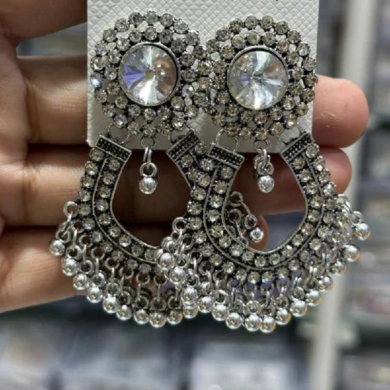 women pearl drop earrings -Manisha Jewellery Oxidised Plated Austrian Stone And Ghungroo Dangler Earrings