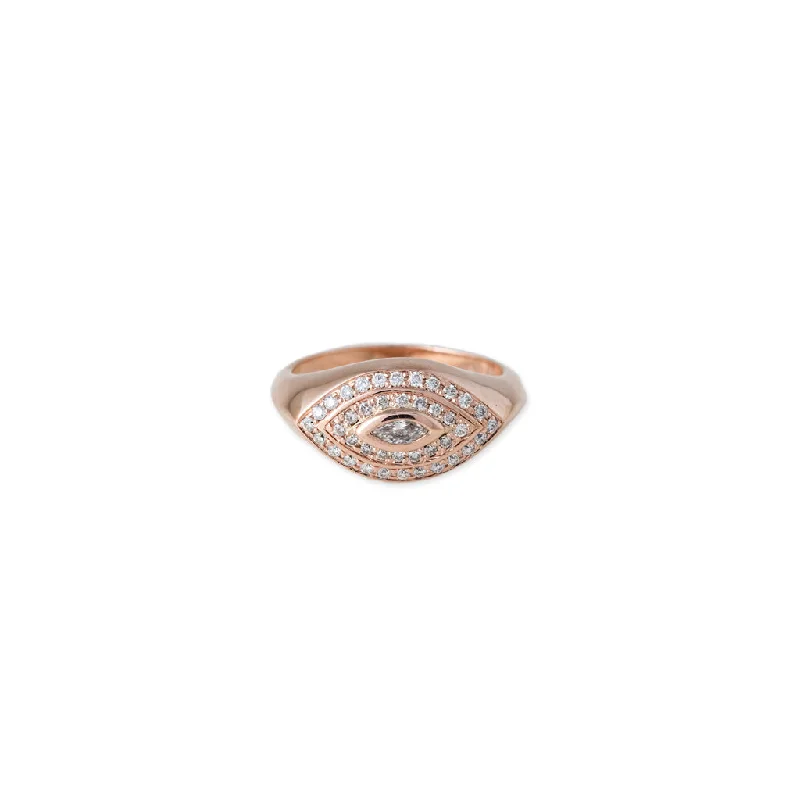 women statement rings -MARQUISE DIAMOND HALO EYE RING