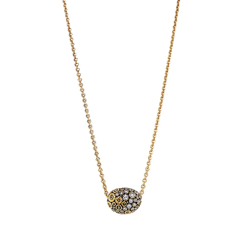 women diamond necklaces -Diamond & Yellow Gold Pendant Necklace - "The Bean"