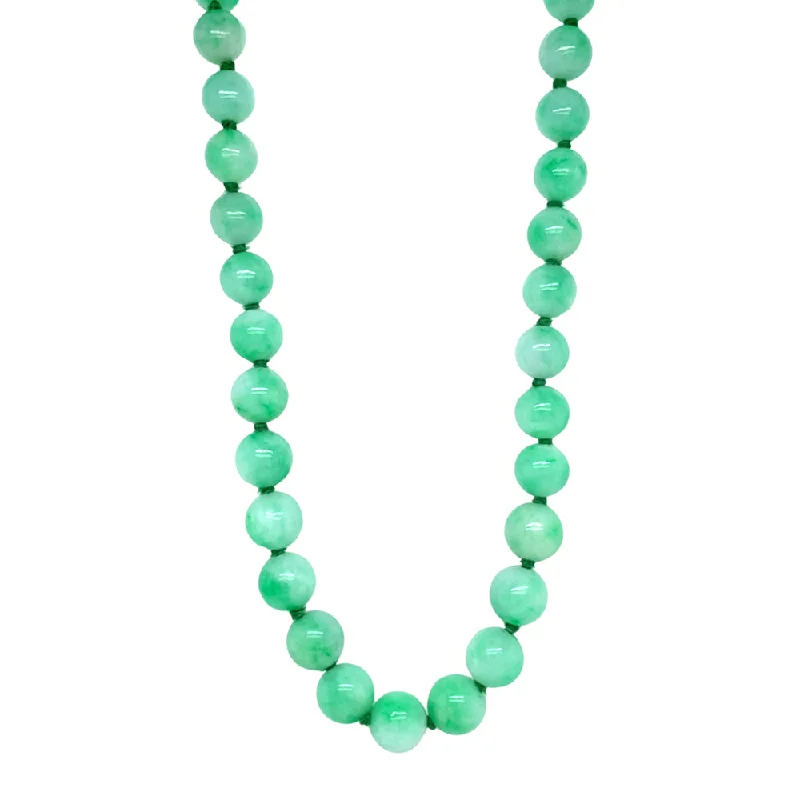 women diamond studded necklaces -Jadeite & Yellow Gold Beaded Necklace - "Amity"