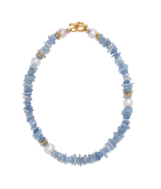 women statement silver necklaces -Mood Necklace in Aquamarine