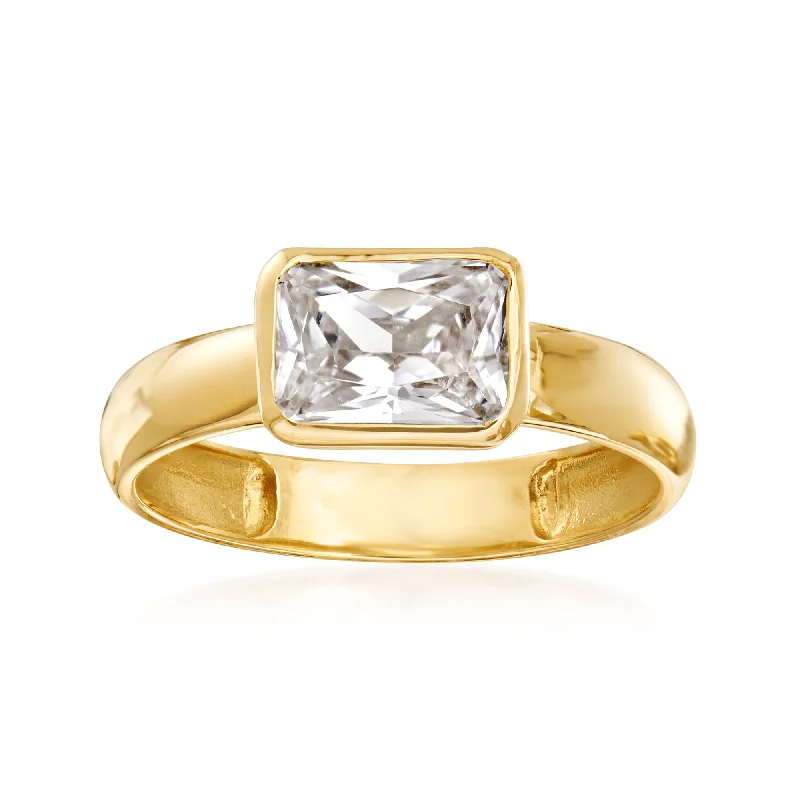 elegant engagement rings -Ross-Simons CZ Ring in 14kt Yellow Gold