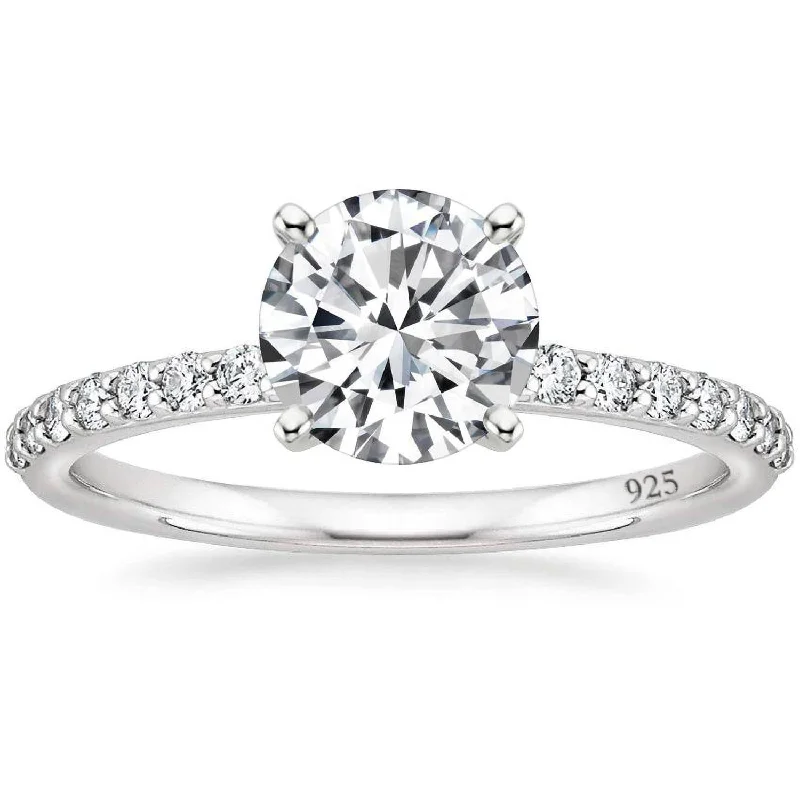 vintage-style engagement rings -925 Silver Round Cut 1.2 Carat Moissanite Engagement Ring