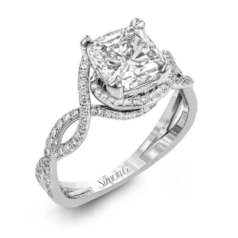 elegant engagement rings -Princess-Cut Criss-Cross Engagement Ring In 18k Gold With Diamonds