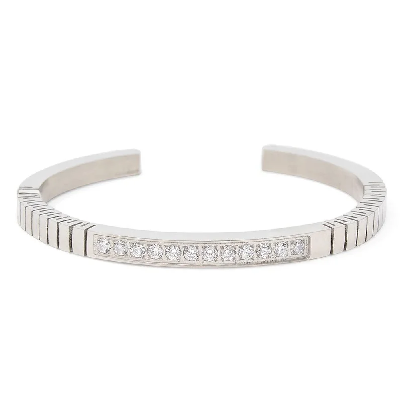 women vintage-style bangles -Stainless Steel Pave Crystal Flex Bracelet