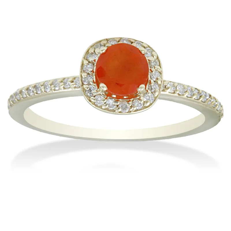 engagement rings with matching wedding band -7/8ct Orange Sapphire & Diamond Cushion Halo Ring 14K Yellow Gold