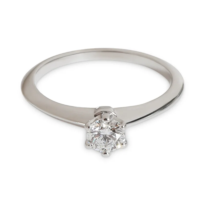 custom engraved engagement rings -Tiffany & Co. Tiffany Solitaire Engagement Ring in  Platinum E VVS1 0.32 CTW