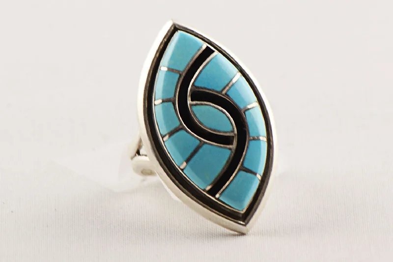 women custom wedding bands -Zuni Channel Inlay Turquoise Ring by Amy Wesley