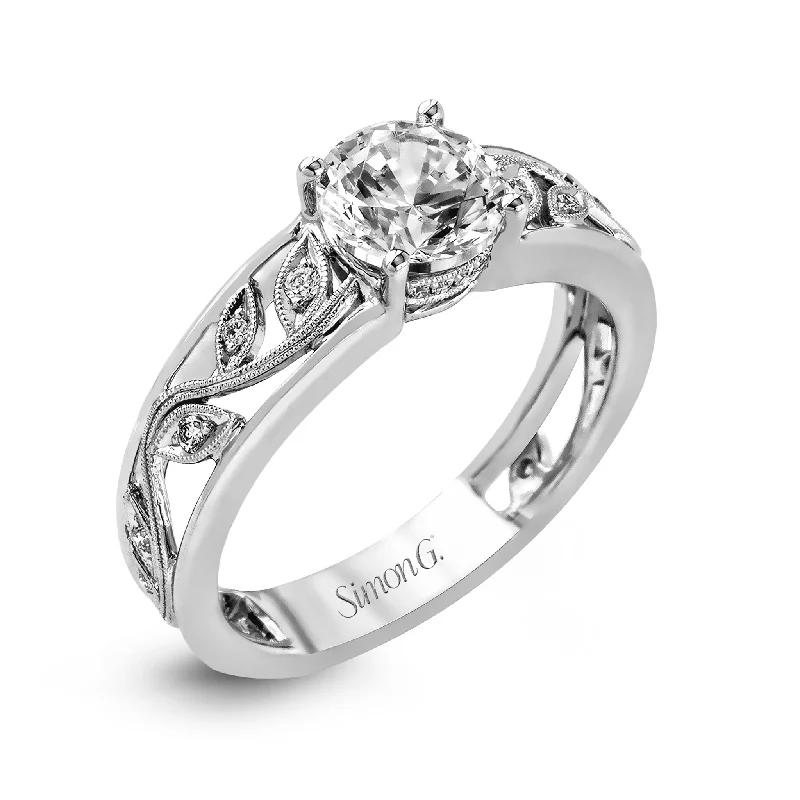 solitaire engagement rings -Round-Cut Engagement Ring In 18k Gold With Diamonds