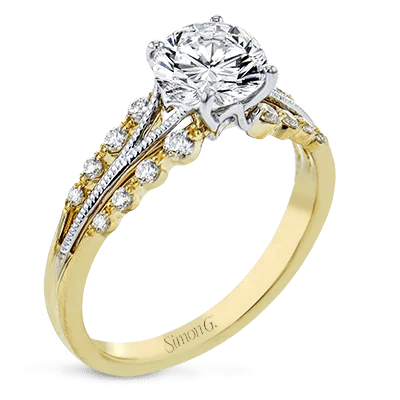 eco-friendly engagement rings -Round-cut Engagement Ring in 18k Gold with Diamonds