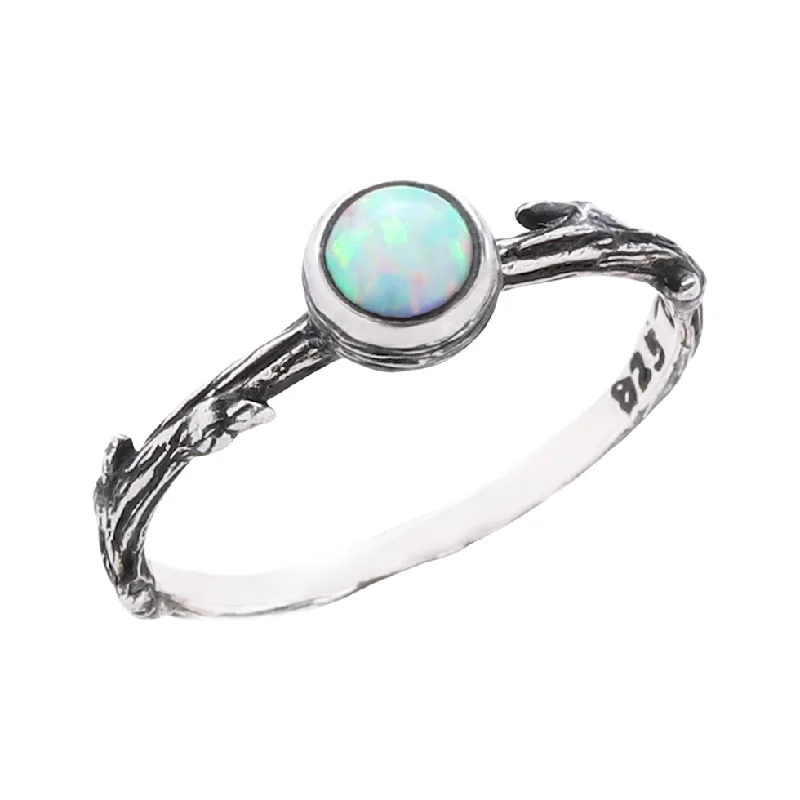 women princess cut rings -Wolf Moon Snow Opal Branch Ring