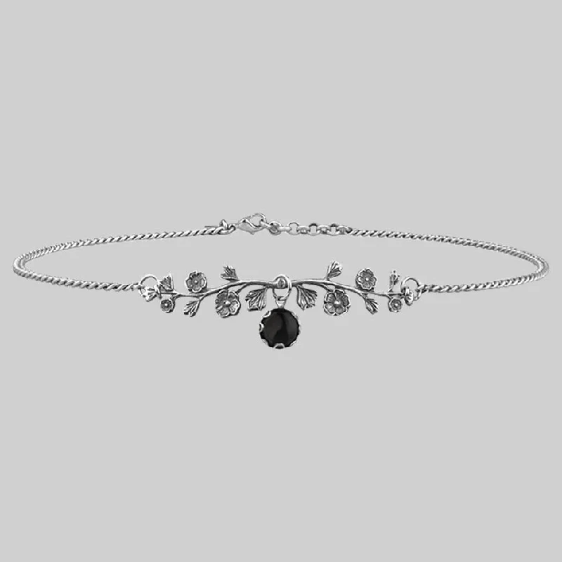 women luxury diamond necklaces -DARK BLOOM. Onyx Choker - Silver