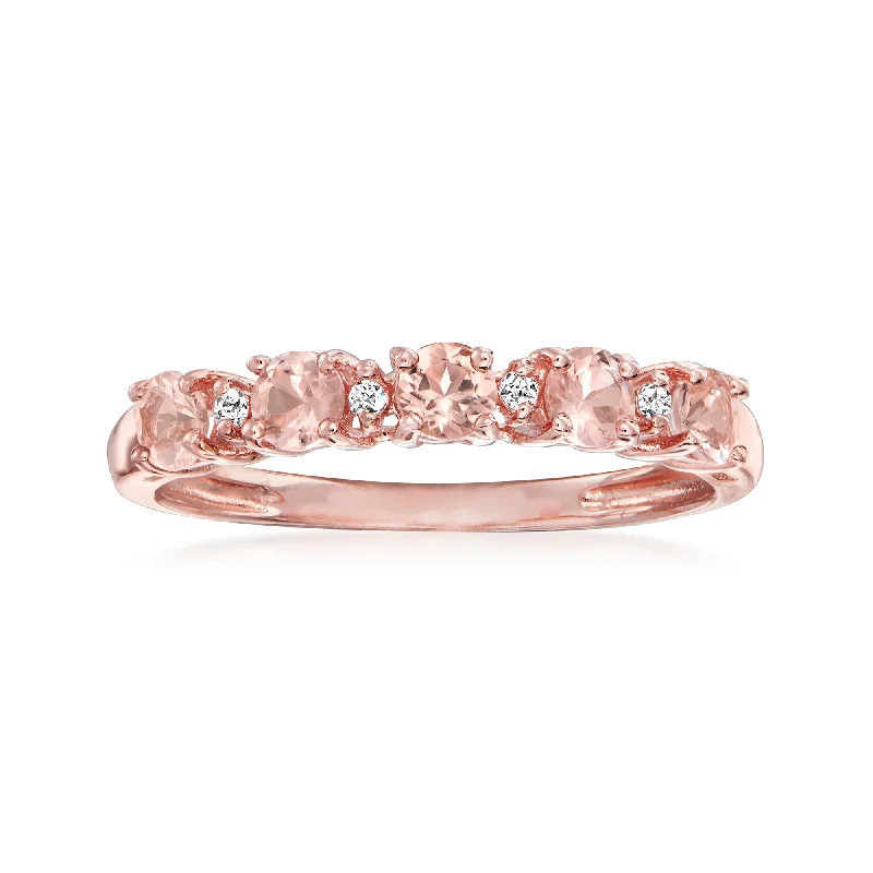 halo engagement rings -Ross-Simons Morganite Ring With Diamond Accents in 18kt Rose Gold Over Sterling