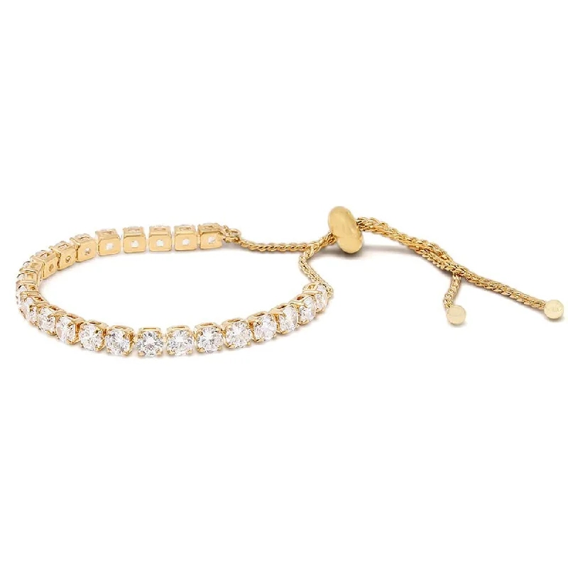 women bracelets -CZ Round Slide Adjustable Bracelet Gold Tone