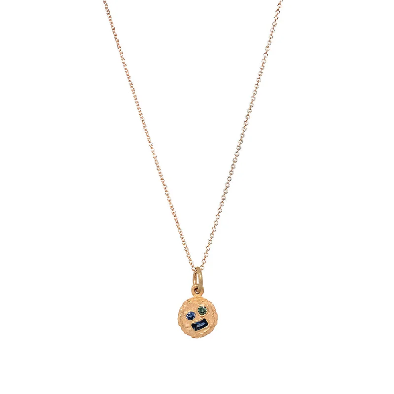 women butterfly necklaces -Montana Sapphire Yellow Gold Necklace - "Sea Floor Medallion"