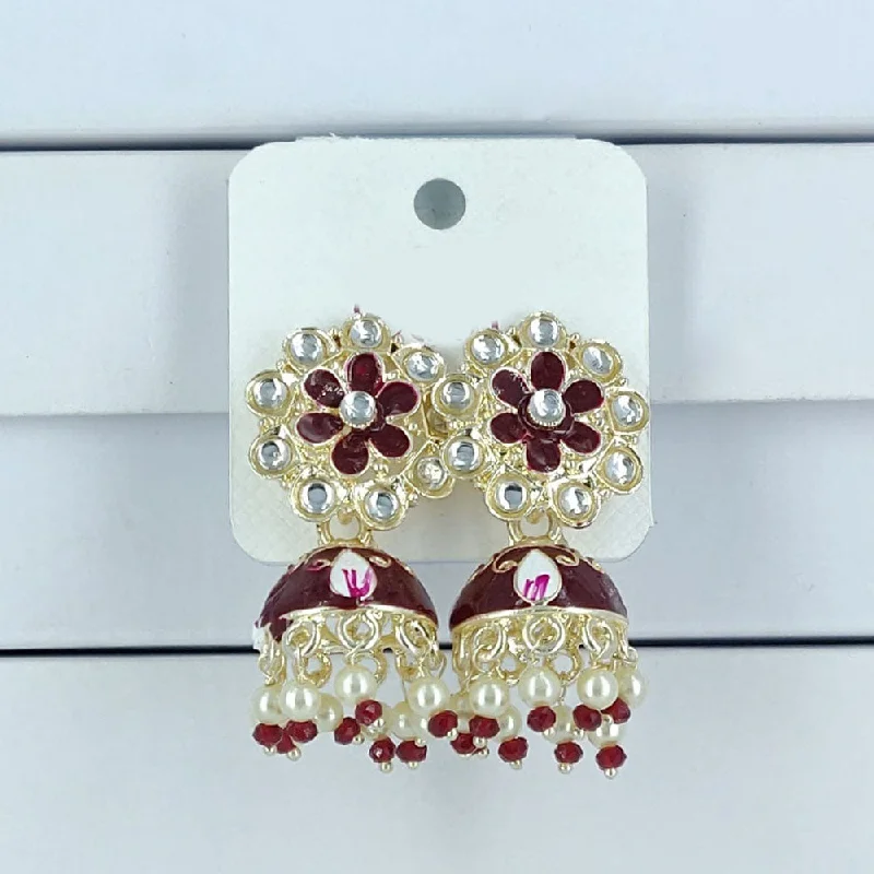 women sapphire earrings -Corbeda Fashion Gold Plated Meenakari Jhumki Earrings