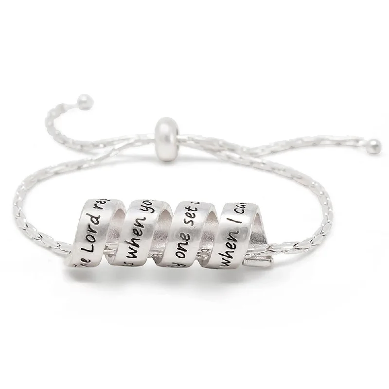 women oversized bangles -Inspirational Adjustable Bracelet - Footprint Silver Tone