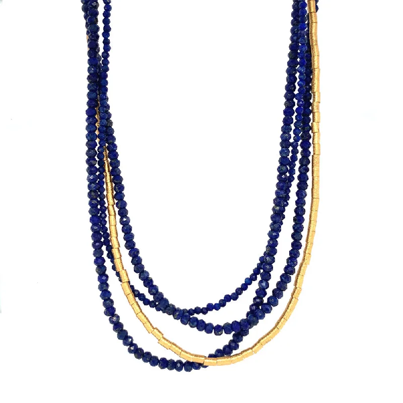 women minimalist gold necklaces -Gold Vermeil and Lapis Lazuli Necklace - "Titania's Dreams"