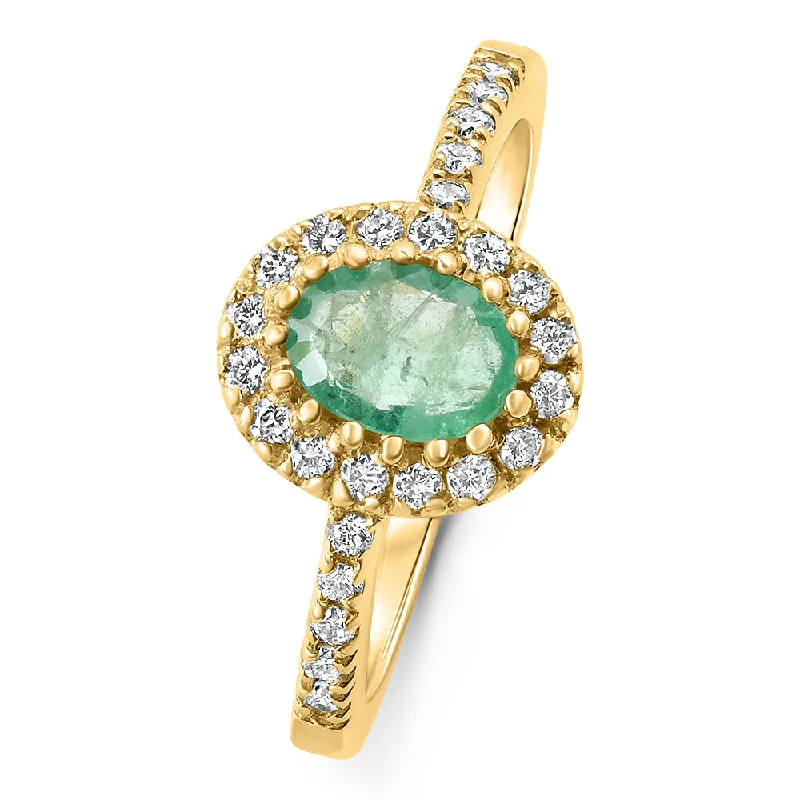 men custom engagement rings -3/4Ct Oval Emerald & Lab Grown Diamond Ring 10k Gold