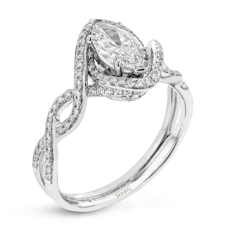 unique engagement rings -Marquise-Cut Criss-Cross Engagement Ring In 18k Gold With Diamonds