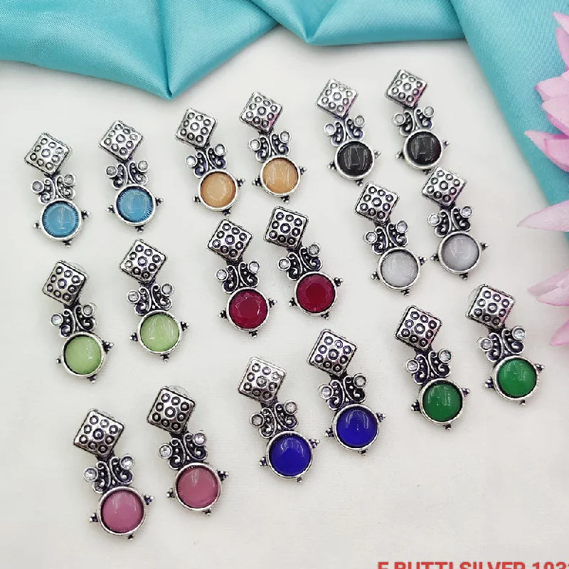 women chandelier earrings -Fancyla Oxidised Plated Pota Stone Dangler Earrings (Assorted Color)