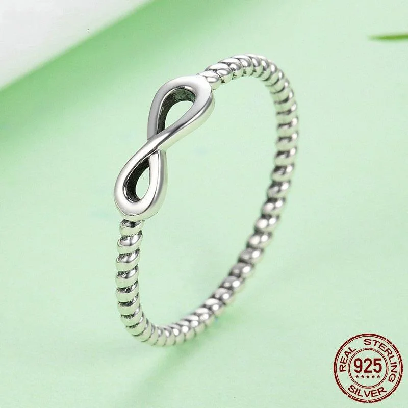 women two-tone rings -Dainty Sterling Silver Infinity Ring