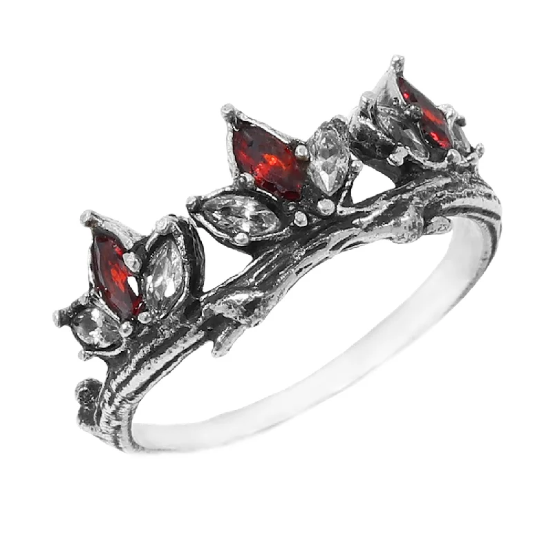 women emerald cut rings -Até Garnet & Clear Branch Ring