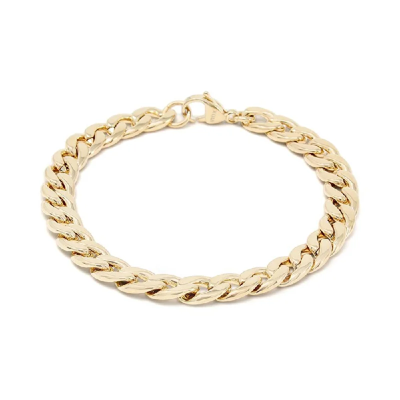 women romantic bangles -Stainless Steel Gold Plated Link Bracelet