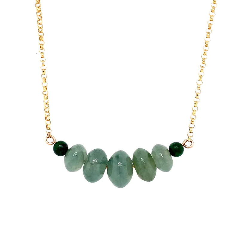 women cuff necklaces -Green Jadeite & Yellow Gold Necklace - "Serene"