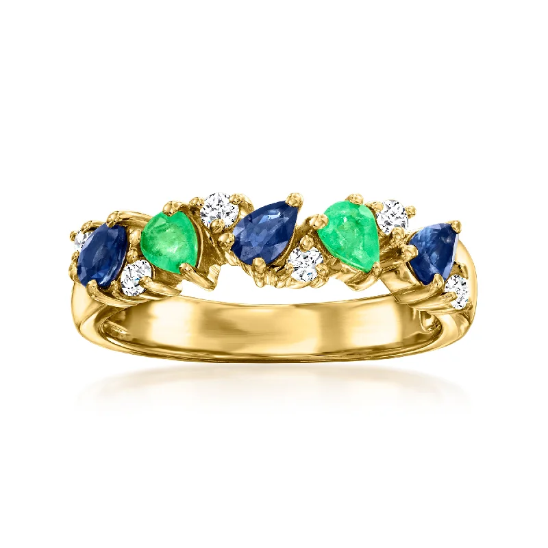 affordable rose gold engagement rings -Ross-Simons Sapphire and . Emerald Ring With . White Topaz in 18kt Gold Over Sterling