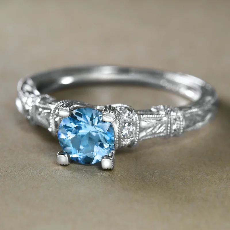 women pear-shaped rings -Embellished Blue Topaz Ring