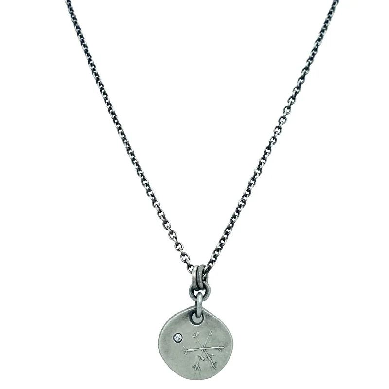 women long gold necklaces -Sterling Silver Pendant with Diamond- "Snow Daze"