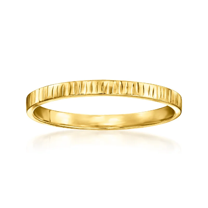 wedding ring and engagement ring sets -Canaria Italian 10kt Yellow Gold Textured Ring