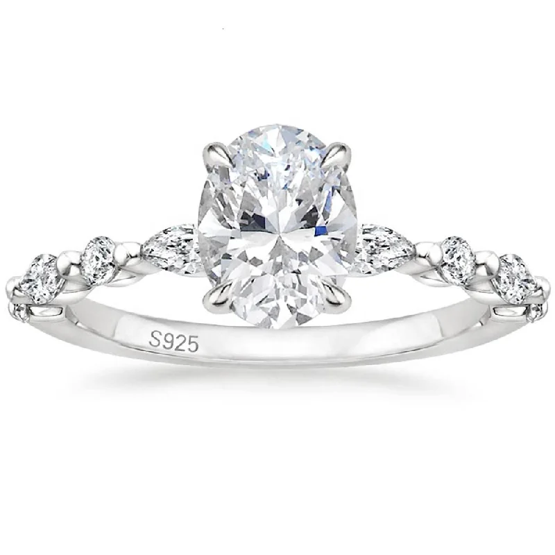 unique engagement rings -925 Silver 3.5 Ct Oval Cut Moissanite Engagement Ring