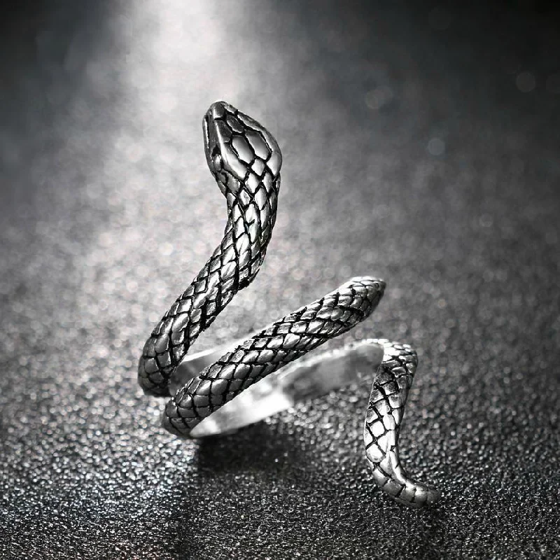 women custom rings for women -Silver Serpent Ring