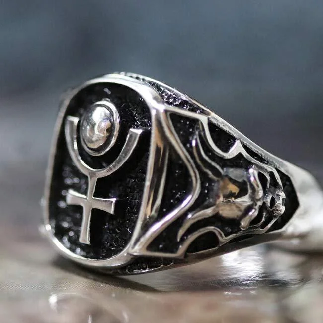 women engraved rings -Hades (Pluto) Underworld Signet Ring | 925 Sterling Silver | Chthonic Power Talisman