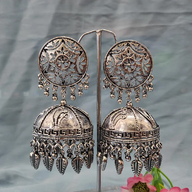 women personalized hoop earrings -Bhavi Jewels Oxidised  Plated Jhumki Earrings