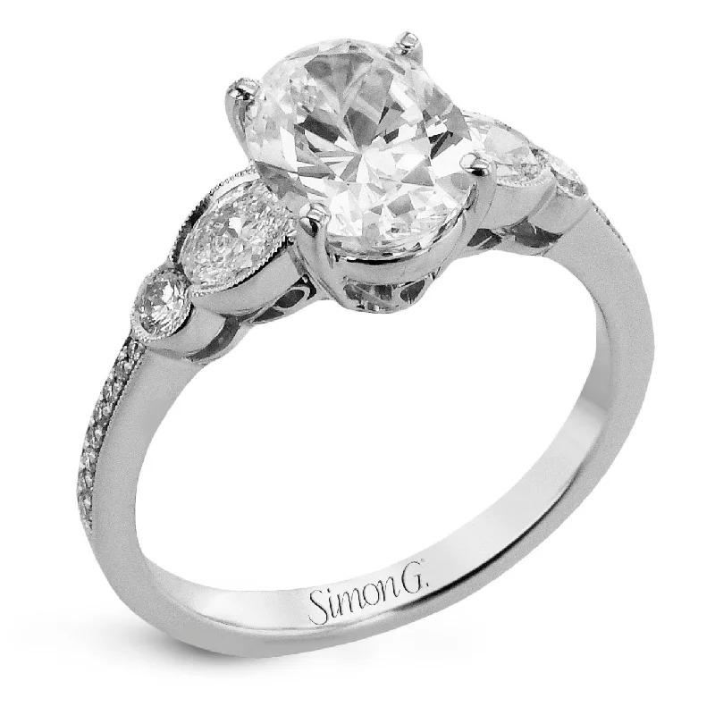 unique engagement ring designs -Oval-cut Engagement Ring in 18k Gold with Diamonds