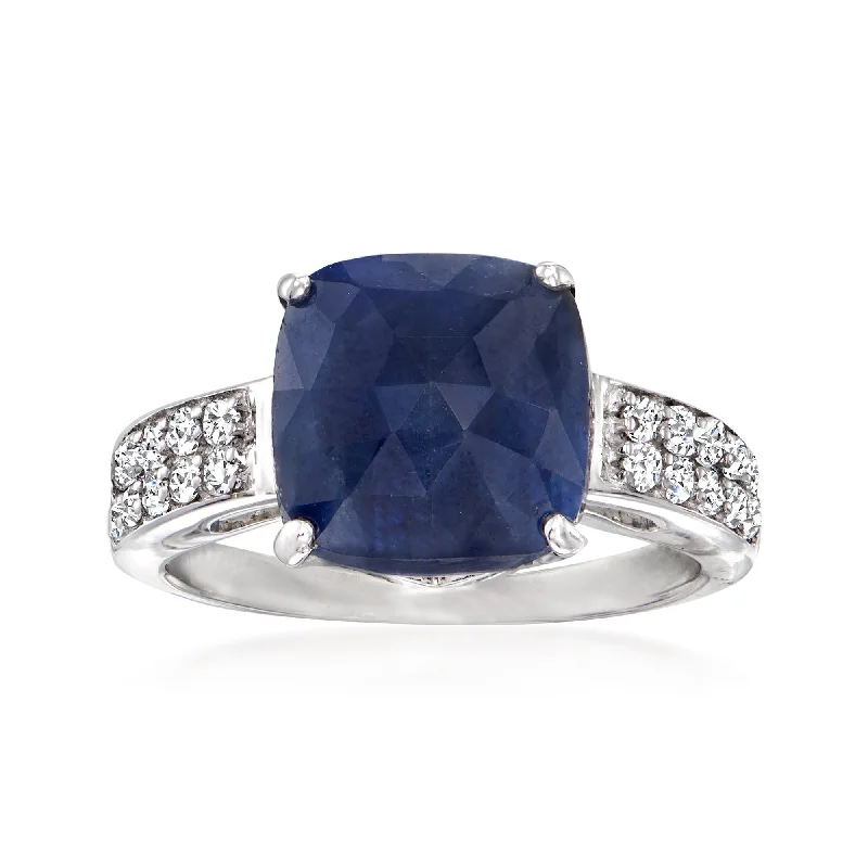 sapphire engagement rings -Ross-Simons Sapphire and . White Topaz Ring in Sterling Silver