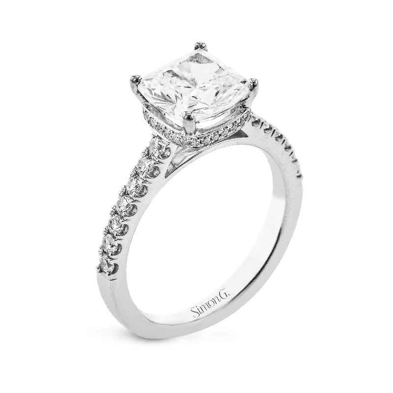 14k engagement rings -Cushion-Cut Hidden Halo Engagement Ring In 18k Gold With Diamonds