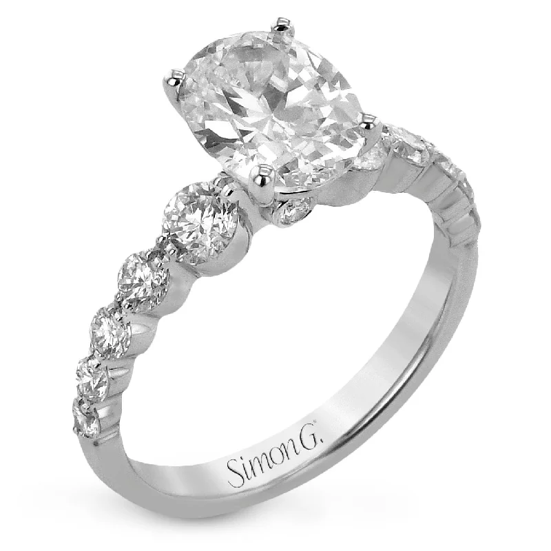 platinum diamond engagement rings -Oval-cut Engagement Ring in 18k Gold with Diamonds