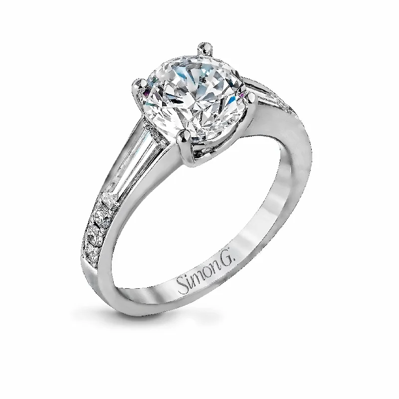 unique engagement rings -Round-Cut Simon-Set Engagement Ring In 18k Gold With Diamonds