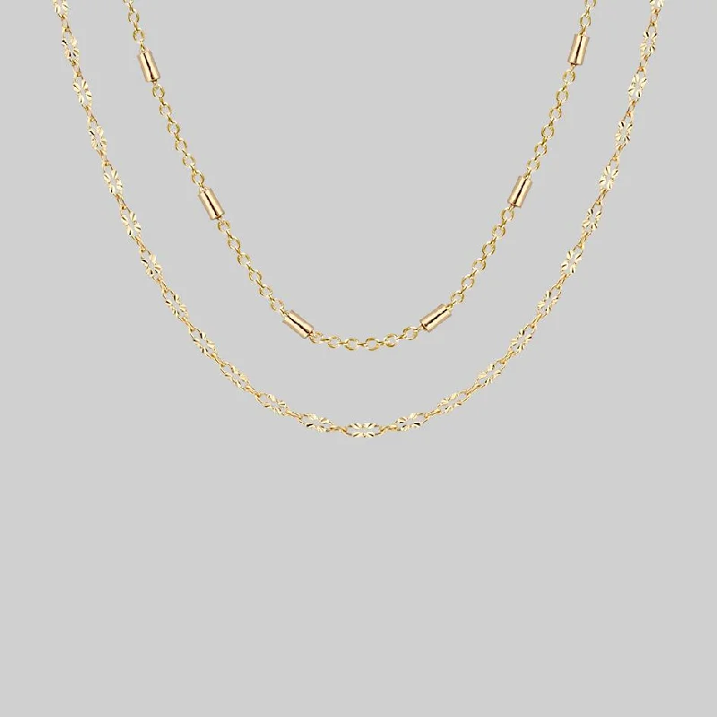 women long silver necklaces -PURITY. Delicate Double Chain Necklace - Gold