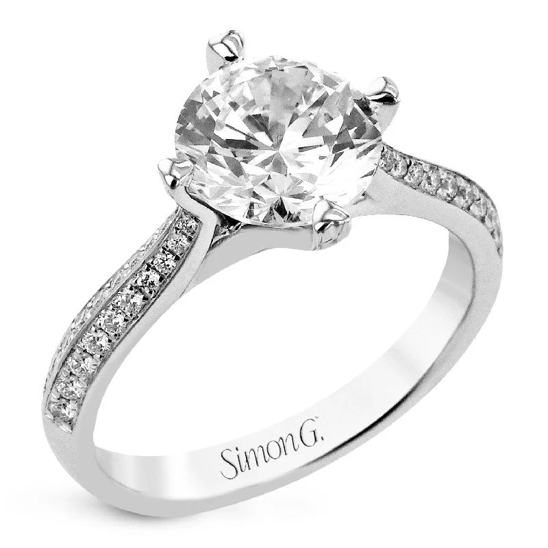 solitaire engagement rings -Round-Cut Engagement Ring In 18k Gold With Diamonds