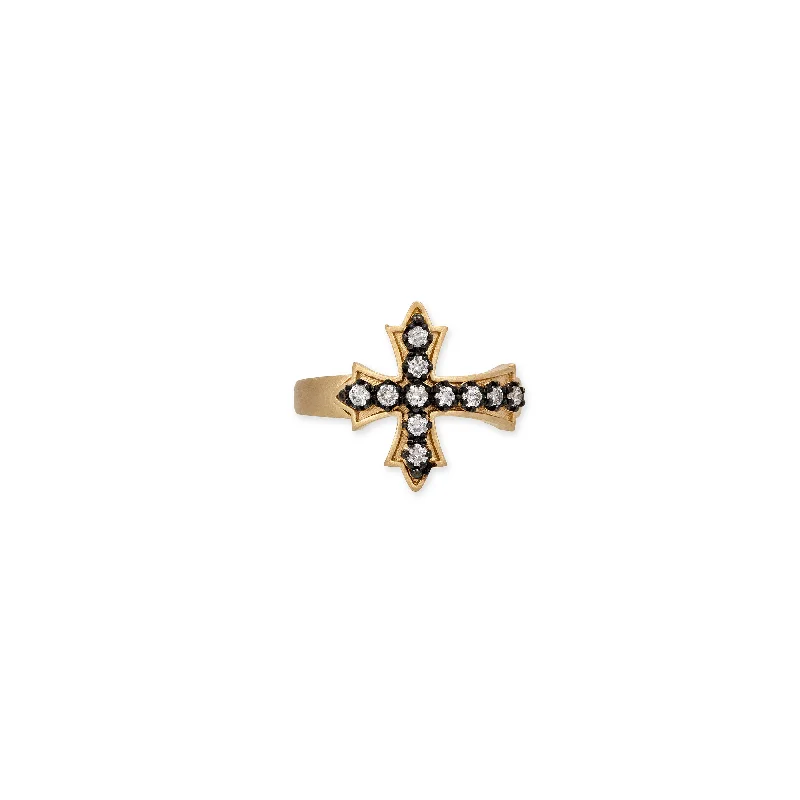 women antique rings -11 BLACK RHODIUM SOPHIA DIAMOND GOTHIC CROSS RING