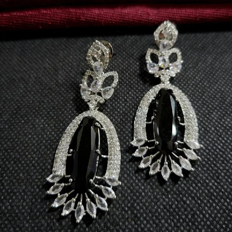 women diamond earrings -Kavita Art Silver Plated American Diamond Dangler Earrings