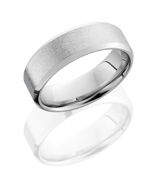 women unique wedding bands -Lashbrook Cobalt Chrome Band With a Stone & Polish Finish, CC7B