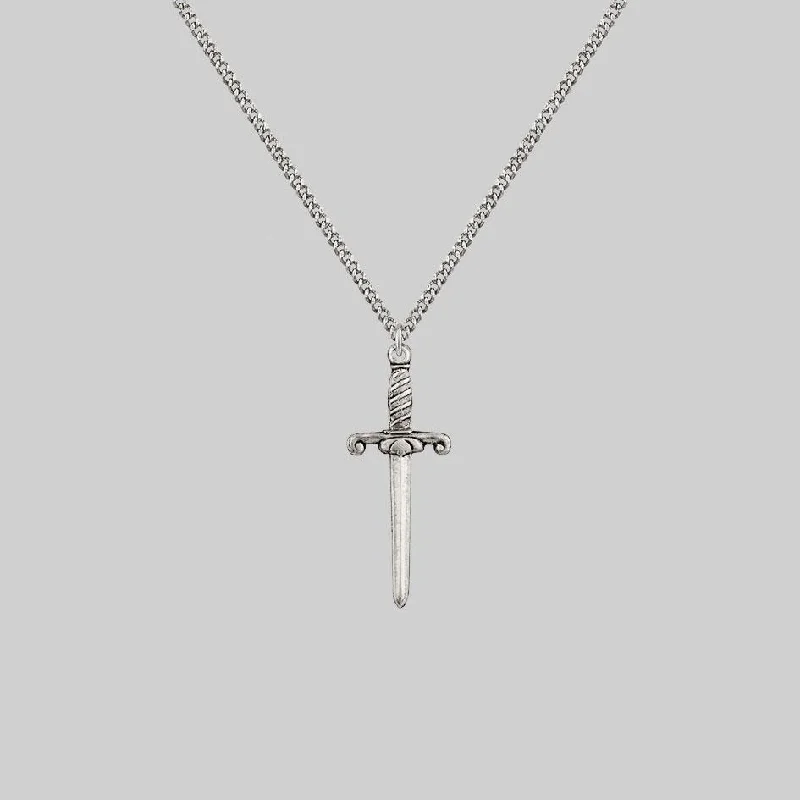 women thick chain necklaces -TRUST. Dagger Necklace - Silver