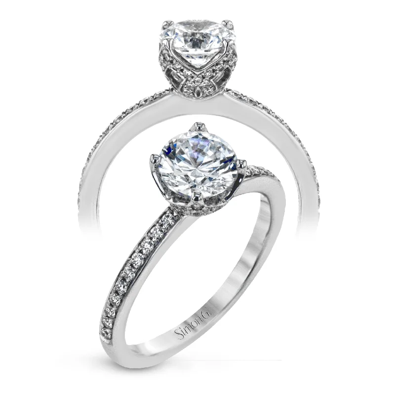 women solitaire engagement rings -Round-cut Engagement Ring in 18k Gold with Diamonds